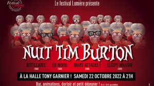 Festival Lumière 2022 affiche horizontale Nuit Tim Burton samedi 22 octobre