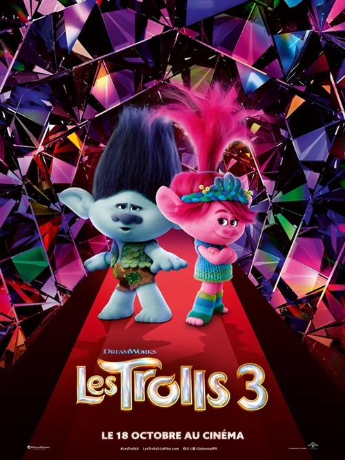 Les trolls 3 film animation affiche réalisé par Tim Heitz et Walt Dohrn