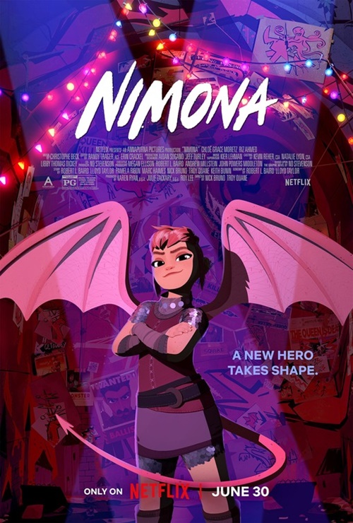 Nimona film animation affiche réalisé par Nick Bruno et Troy Quane